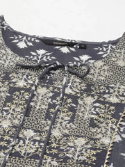 Women's Grey Floral Kurta Set-AT-211-KPD-Grey