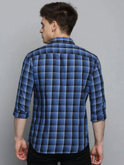 Men Blue Checked Casual Shirt-QUERENCIACHECKS-3361-Blue