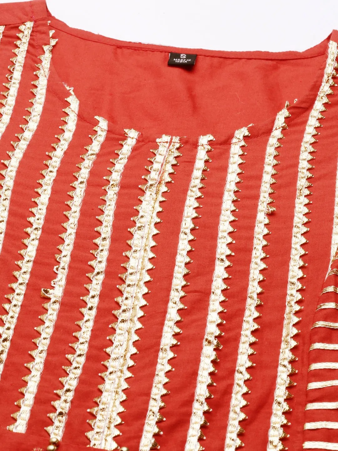 Red Embroidered Kurta: Women's A-Line Indian Kurta