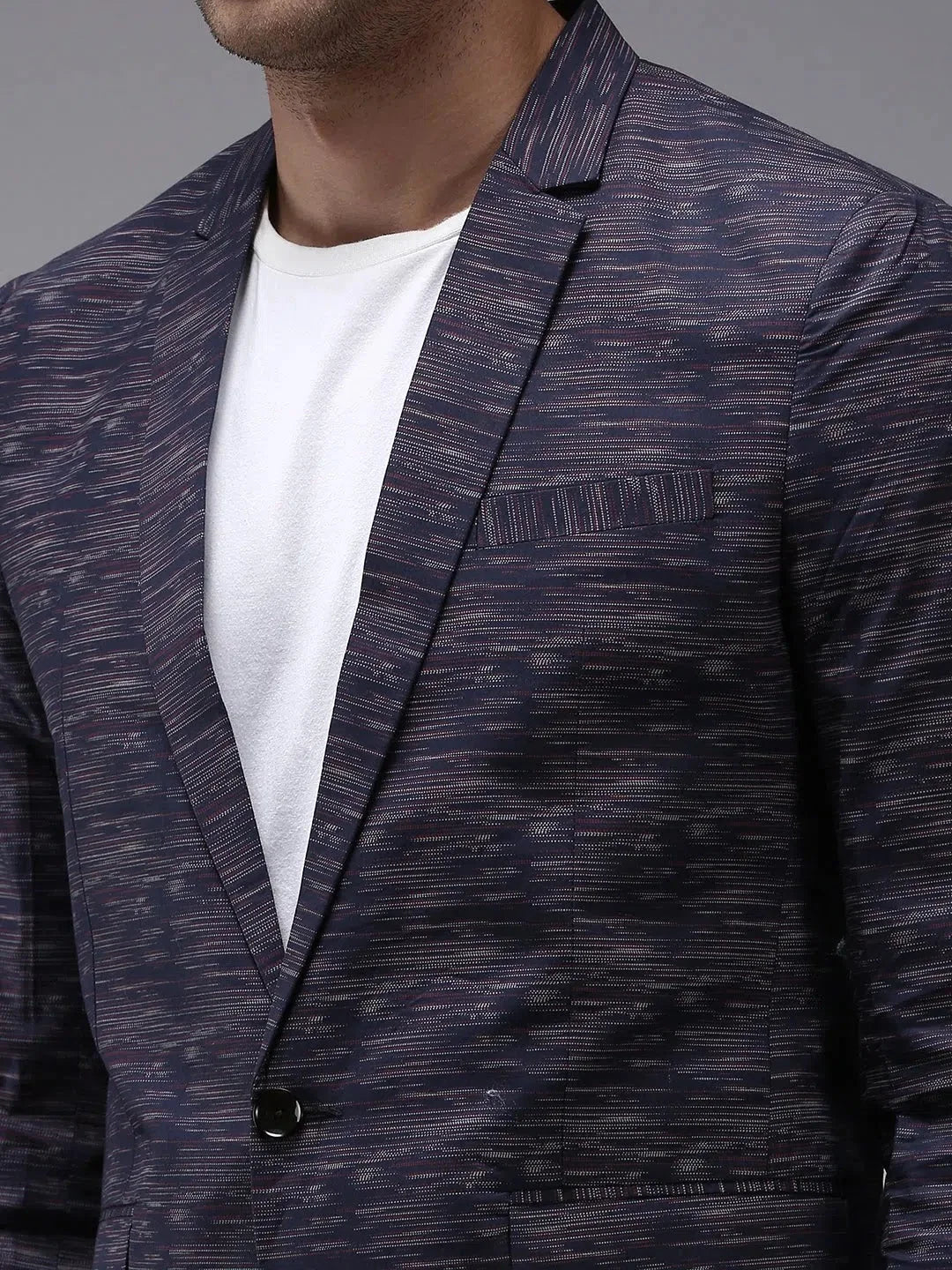 Blue Printed Blazer: Men's Ethnic Wear | DesiQlo