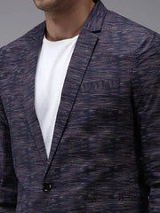 Men Blue Printed Blazer-SOBLZ-272-Navyblue