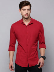 Men Red Solid Casual Shirt-MONTIKNITS-3370-Burgundy