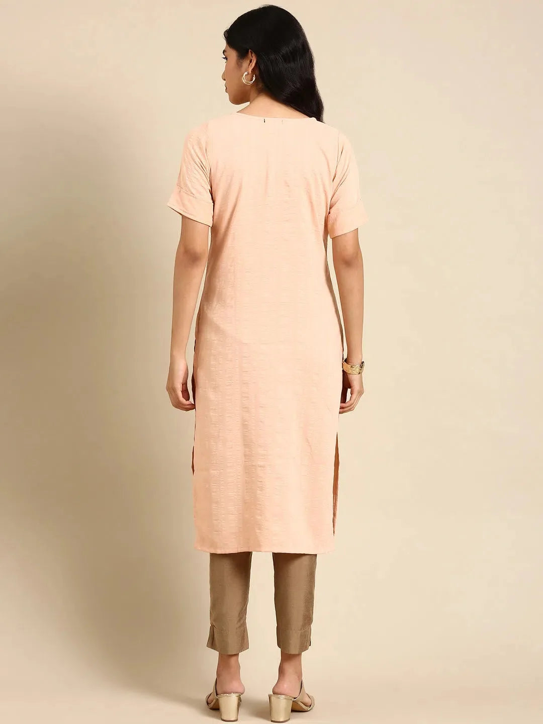 Peach Printed Kurta | Women's Indian Kurtas by DesiQlo