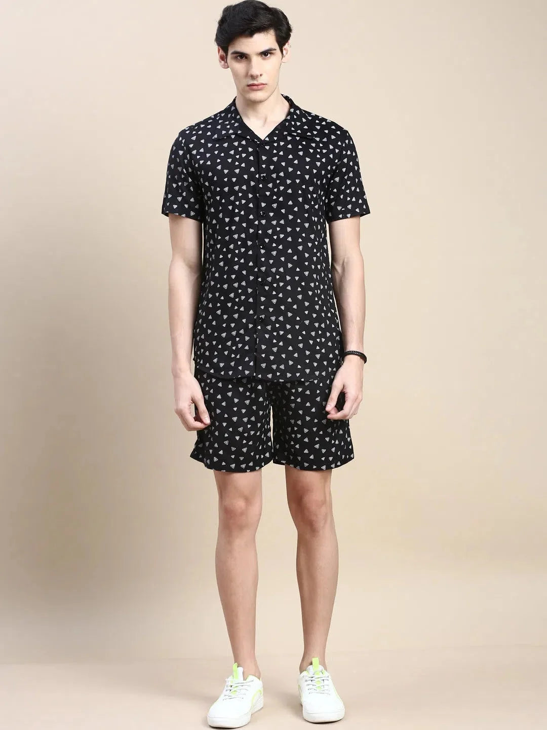 Men's Black Printed Casual Co ord Set | Stylish Two Piece Sets