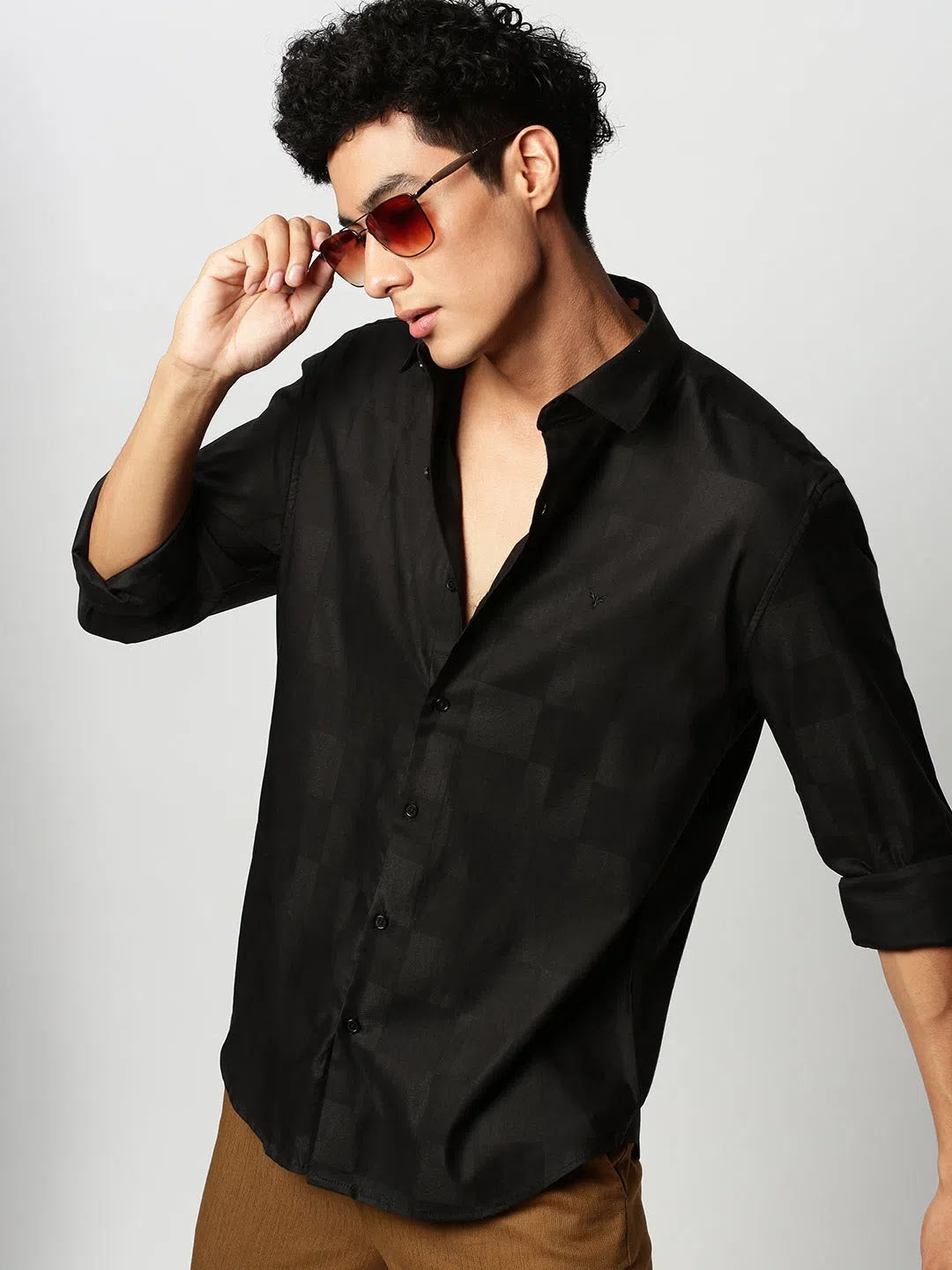 Men's Black Checked Cotton Shirt | Casual & Stylish