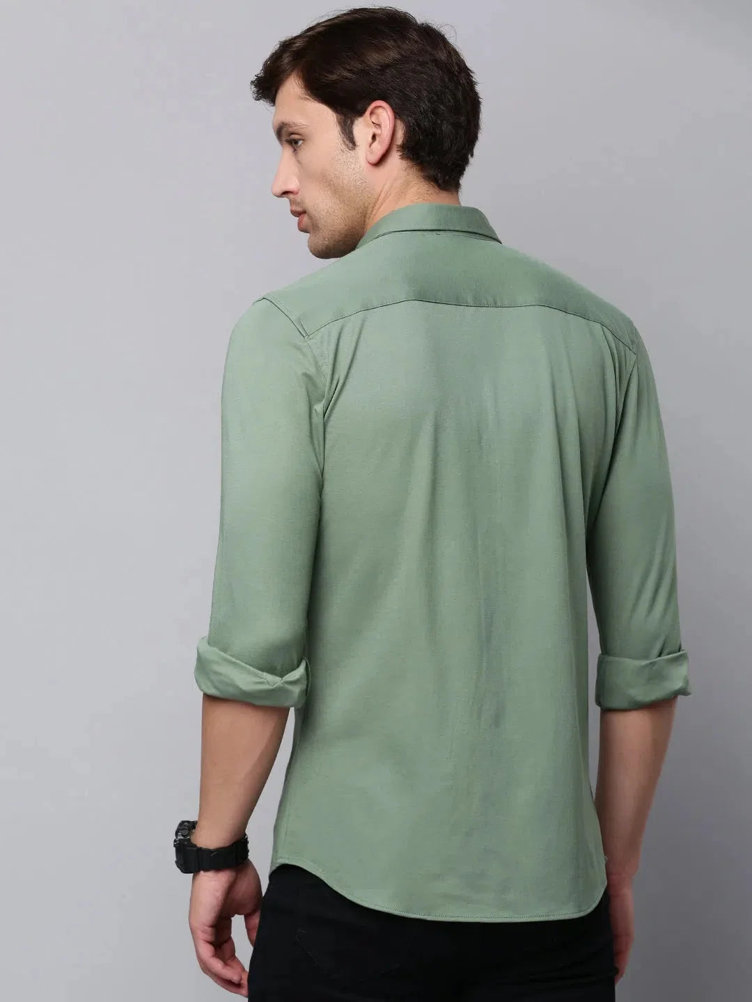 Green Cotton Mens Shirt | DesiQlo Solid Casual Shirt