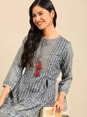 Women's Grey Printed Kurta Set-BCSK-1308-Grey
