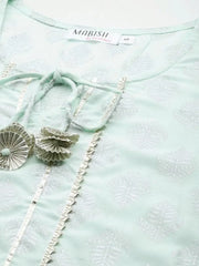 Kurta Pyajama with gota work in Powder Blue Print