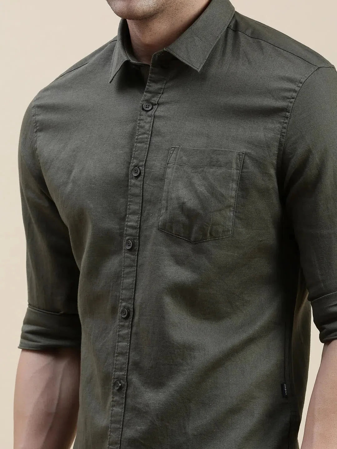 Men's Green Cotton Shirt | Solid Color Casual Shirts