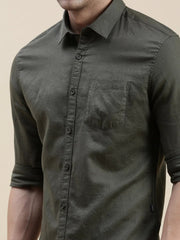 Men Green Solid Casual Shirt-SWALLOW-1768-Olive