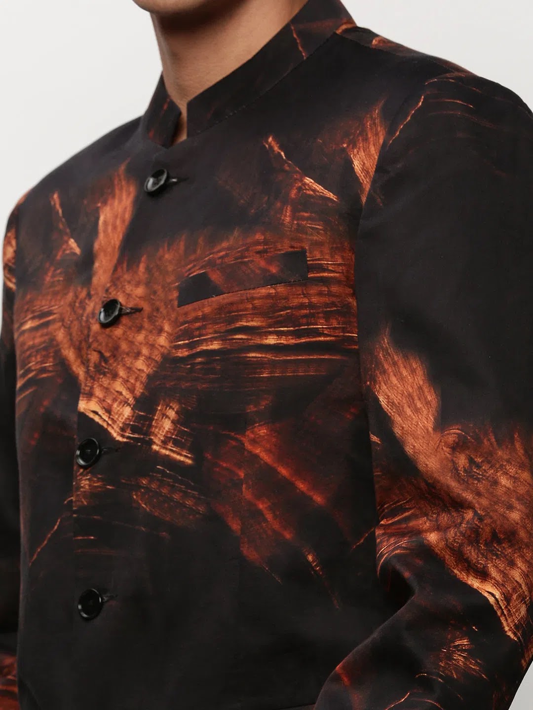 Black Printed Casual Blazer | Modi Jacket for Men - DesiQlo