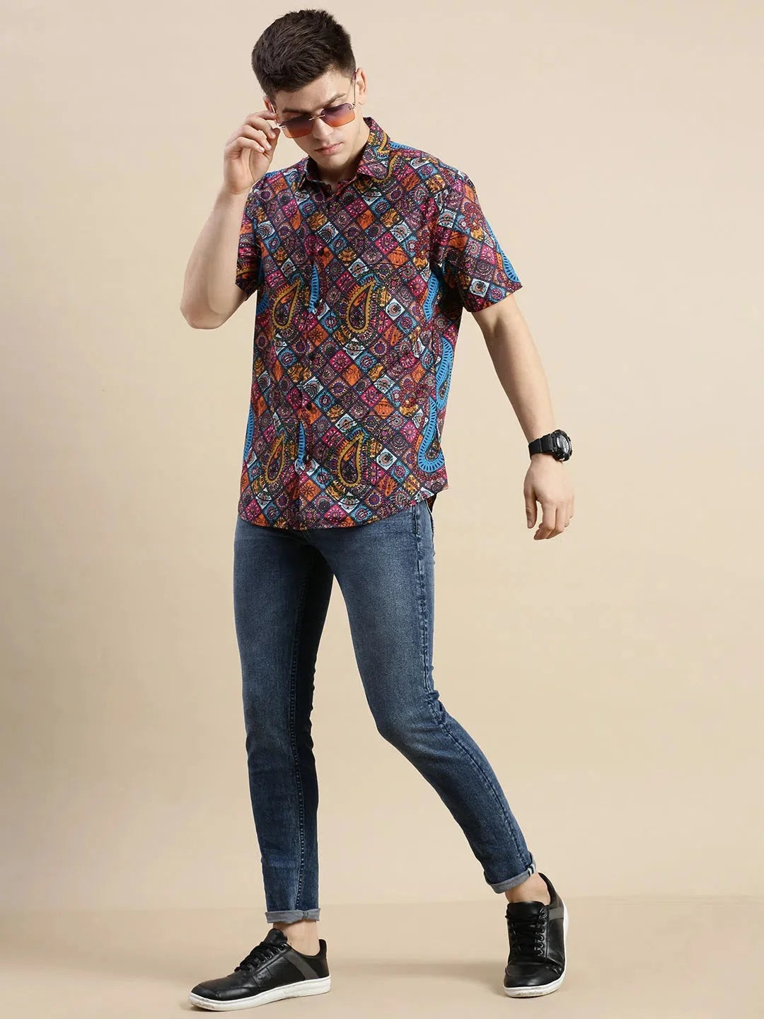 Multi Printed Mens Shirt - Ethnic Motifs Shirt | DesiQlo