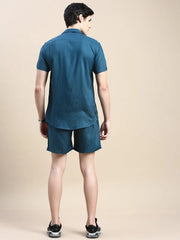 Men Teal Solid Casual Co ord Set-AM-90-19-Teal