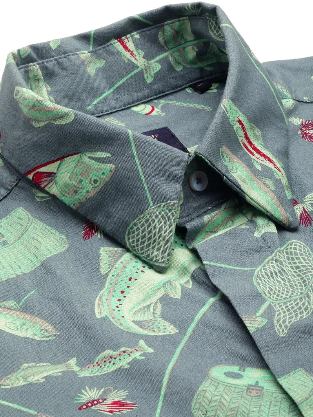 Green Printed Cotton Mens Shirt - Casual Style | DesiQlo