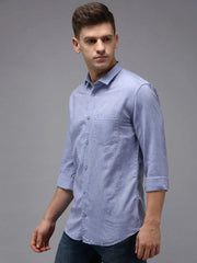 Men Blue Solid Casual Shirt-COLINLINEN-1330-Blue