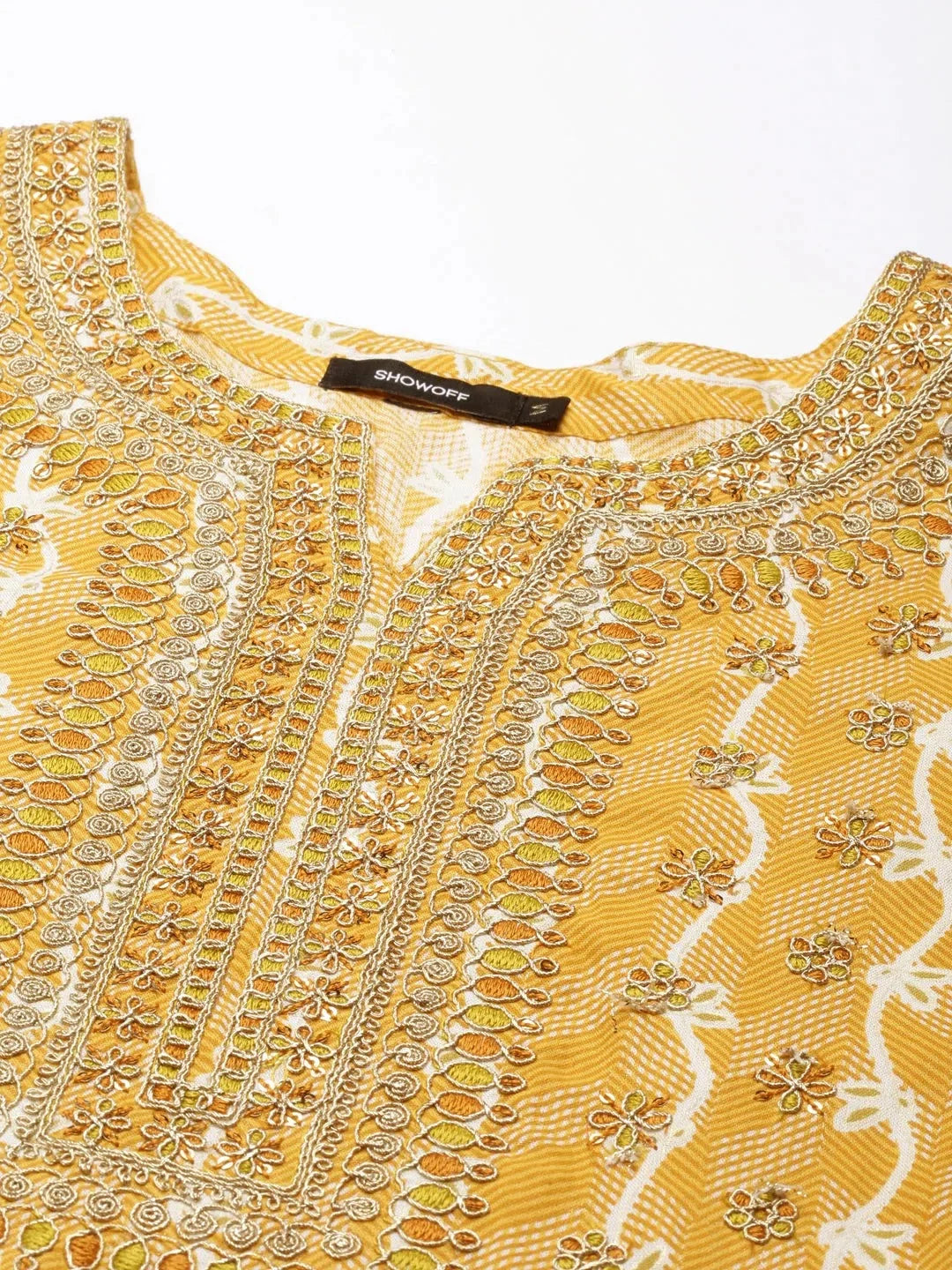 Mustard Embroidered Kurta Set | Designer Indian Kurta Sets