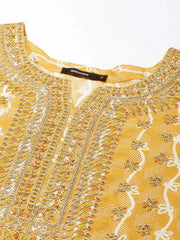 Women Mustard Geometrical Kurta Set-GW-3222-Mustard