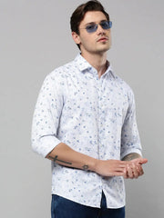 Men White Printed Casual Shirt-ELICAPRINT-4825-White