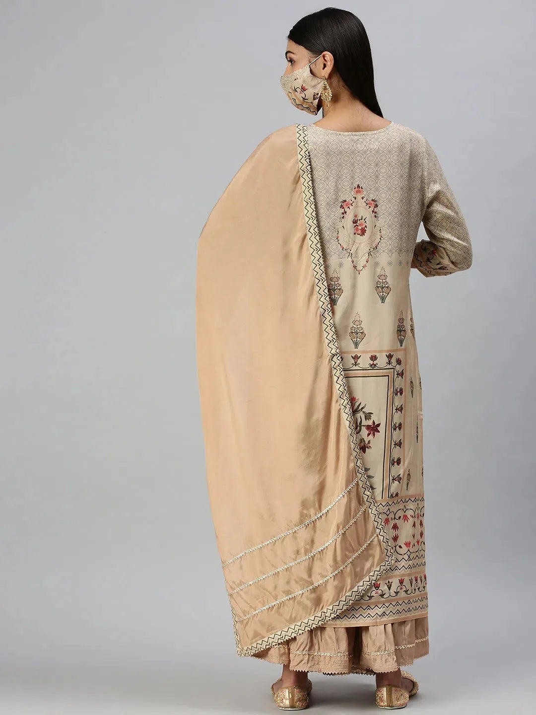 Beige Printed Kurta Sets: Shop Women's Designer Kurta Sets