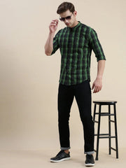 Men Black Checked Casual Shirt-LAVINIA-0990-Black