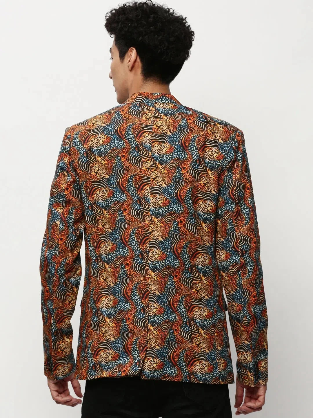 Orange Print Blazer - Modern Modi Jacket Alternative for Men