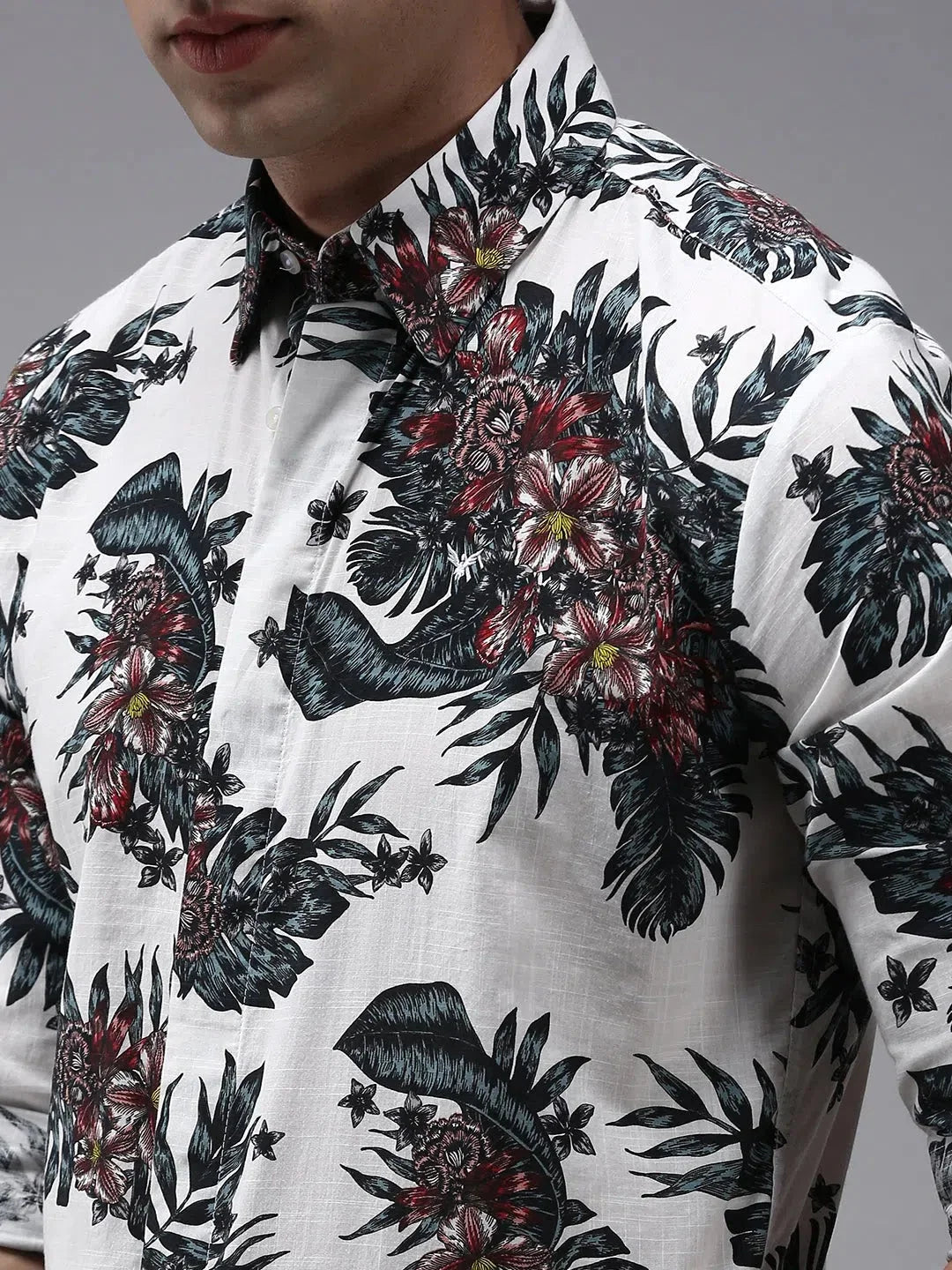 White Printed Mens Shirt | Stylish Cotton Casual Shirt