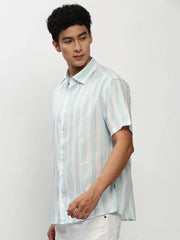 Men White Striped Casual Casual Shirts-JOYOSTRIPE-75-White