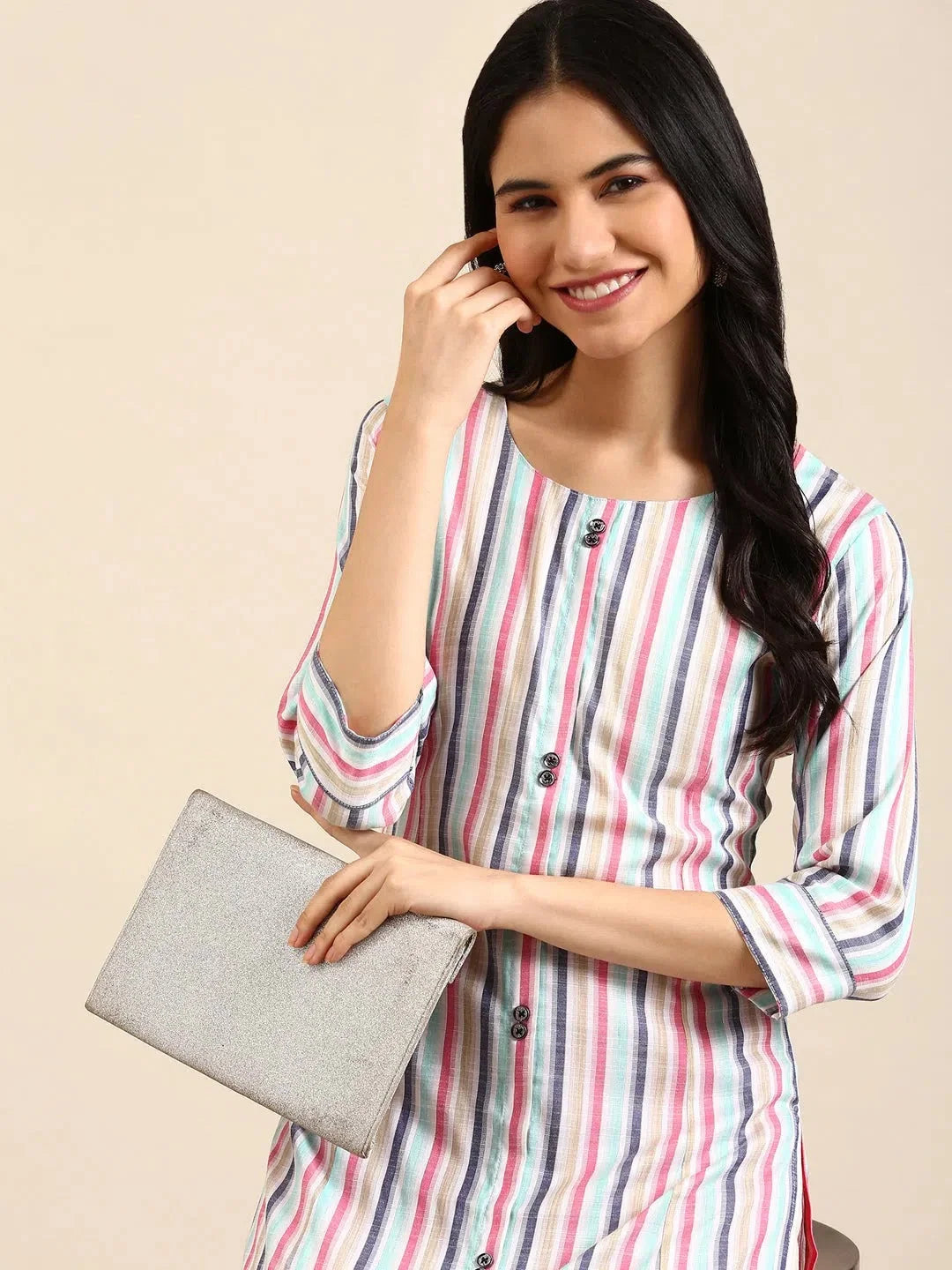 Striped Straight Kurta for Women | Stylish Indian Kurtis Shop