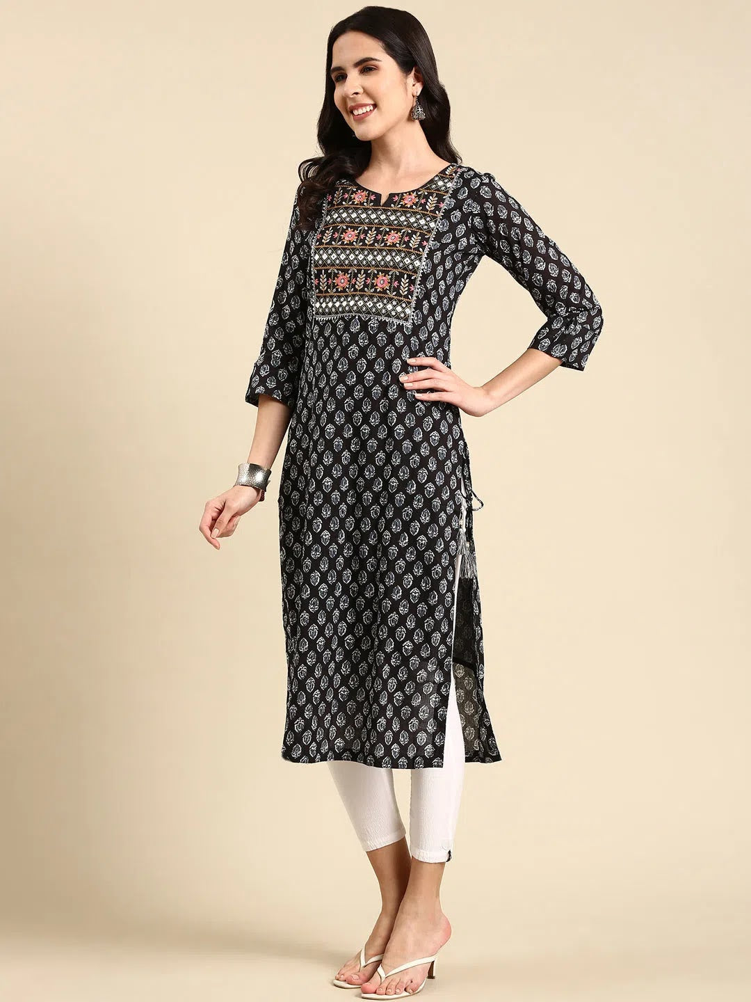 Black Printed Indian Kurta - Stylish Women's Cotton Kurtas