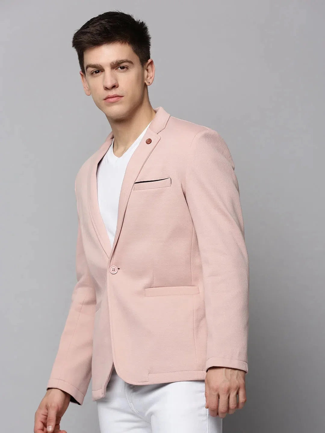 Pink Solid Cotton Nehru Jacket | Men's Ethnic Wear - DesiQlo