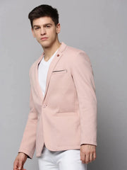 Men Pink Solid Blazer-LBR-4500-Pink