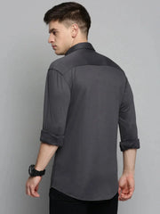 Men Grey Solid Casual Shirt-CARLOKNITS-3218-Grey