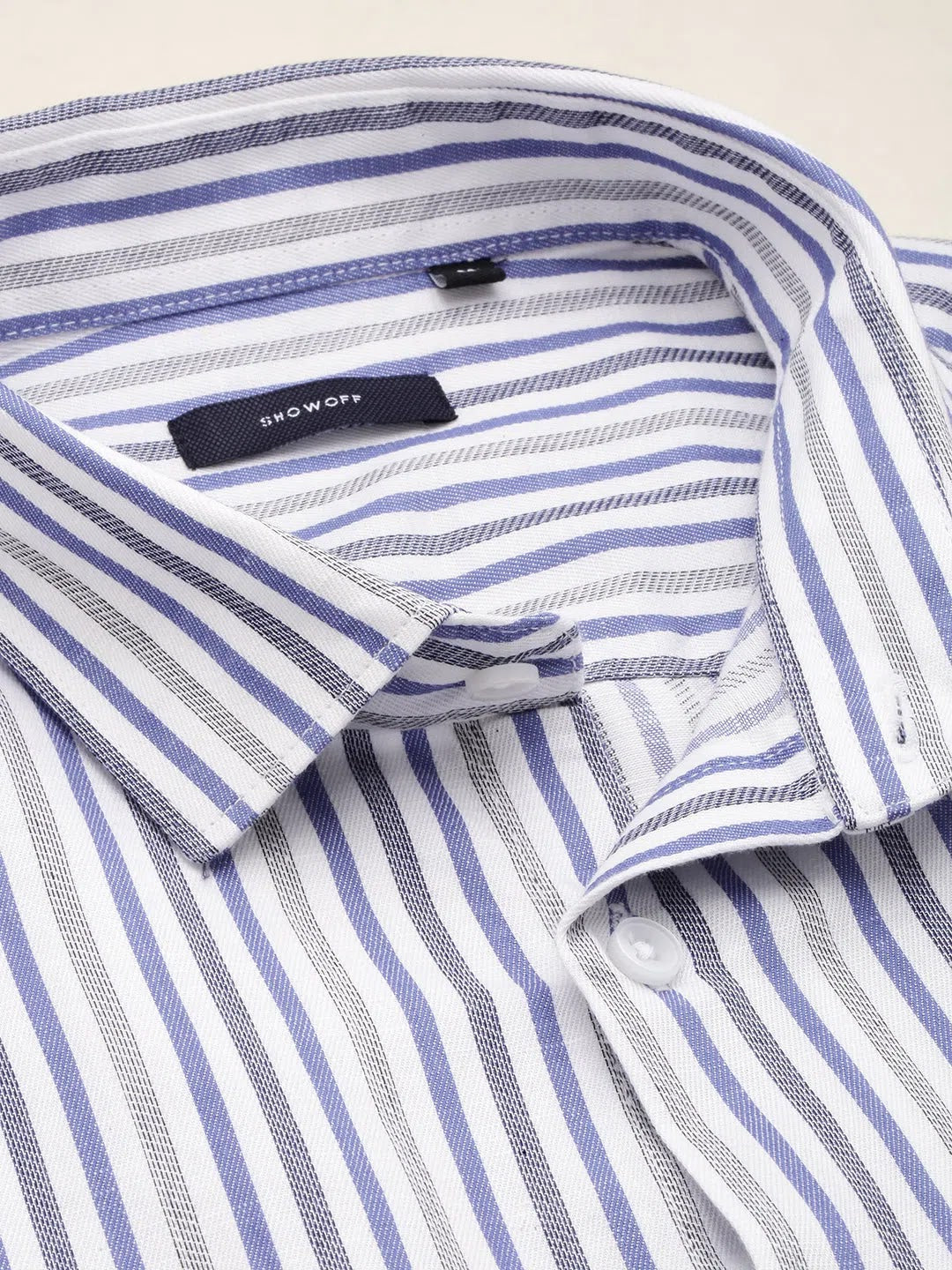 Men's White Checked Cotton Shirt - Casual Style