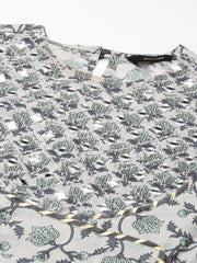 Women's Grey Printed Kurta Set-BSM-1793A-Grey