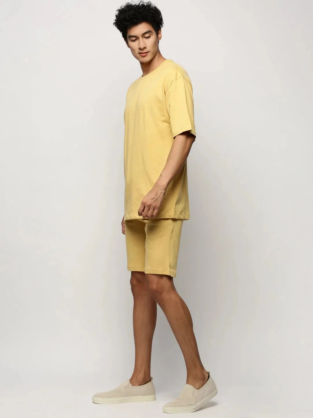 Mustard Yellow Men's Co ord Sets | Solid Cotton Two Piece Sets