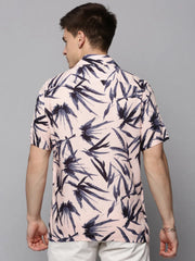 Men Pink Printed Casual Shirt-RESORTPRINT-3184-Peach
