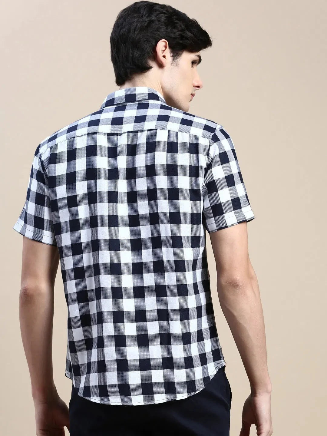 White Checked Cotton Mens Shirt - DesiQlo Style