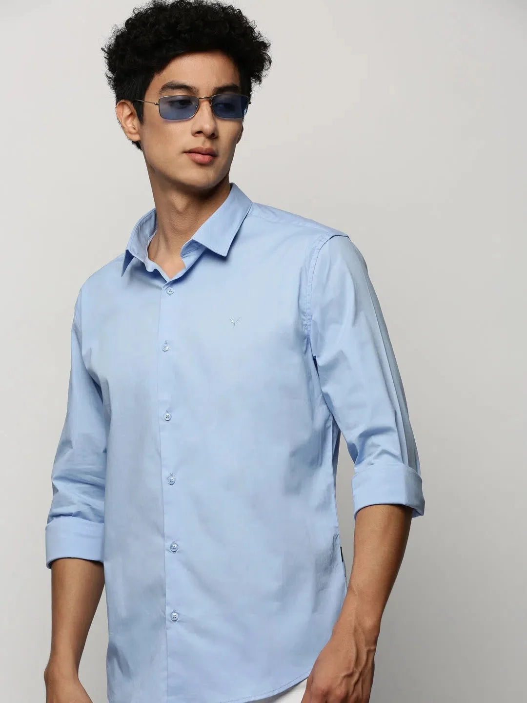Men's Blue Solid Cotton Shirt | Casual & Formal Shirts