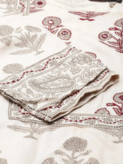 Women's Cream Printed Straight Kurta-NJ-3439358-Cream