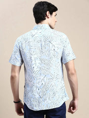 Men Blue Floral Casual Shirt-GEORGE-1641-Blue