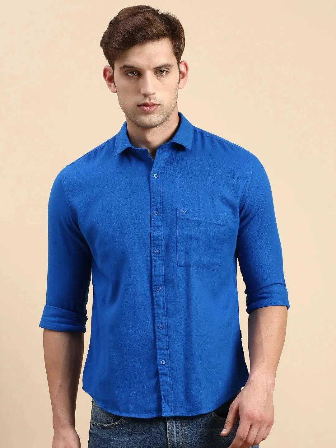 Blue Solid Mens Shirt - DesiQlo Cotton Casual Shirt Online