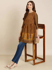 Women Mustard Floral A-Line Kurti-GW-3338-Mustard