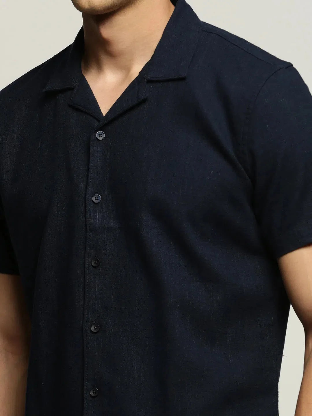 Men's Navy Blue Solid Cotton Shirt - Classic Mens Shirt