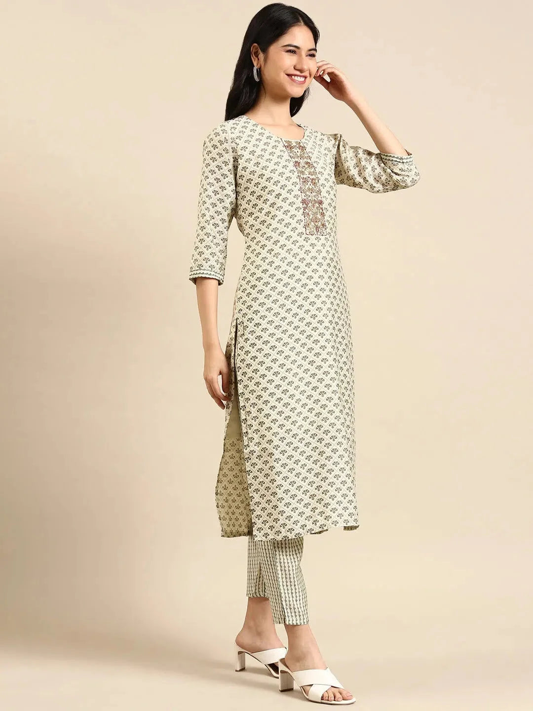 Green Printed Kurta Set | Women's Indian Kurta Sets