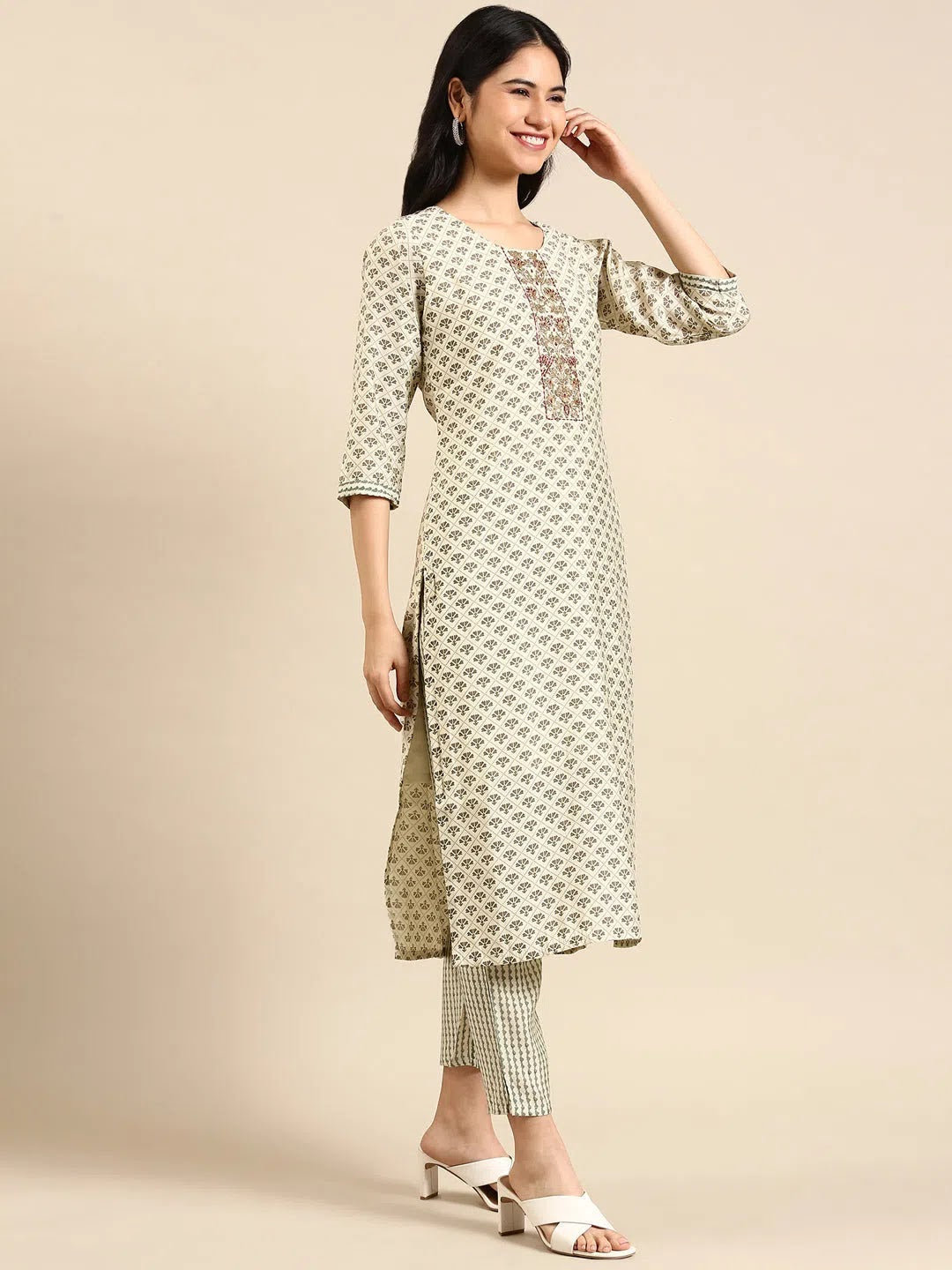 Green Printed Kurta Set | Women's Indian Kurta Sets