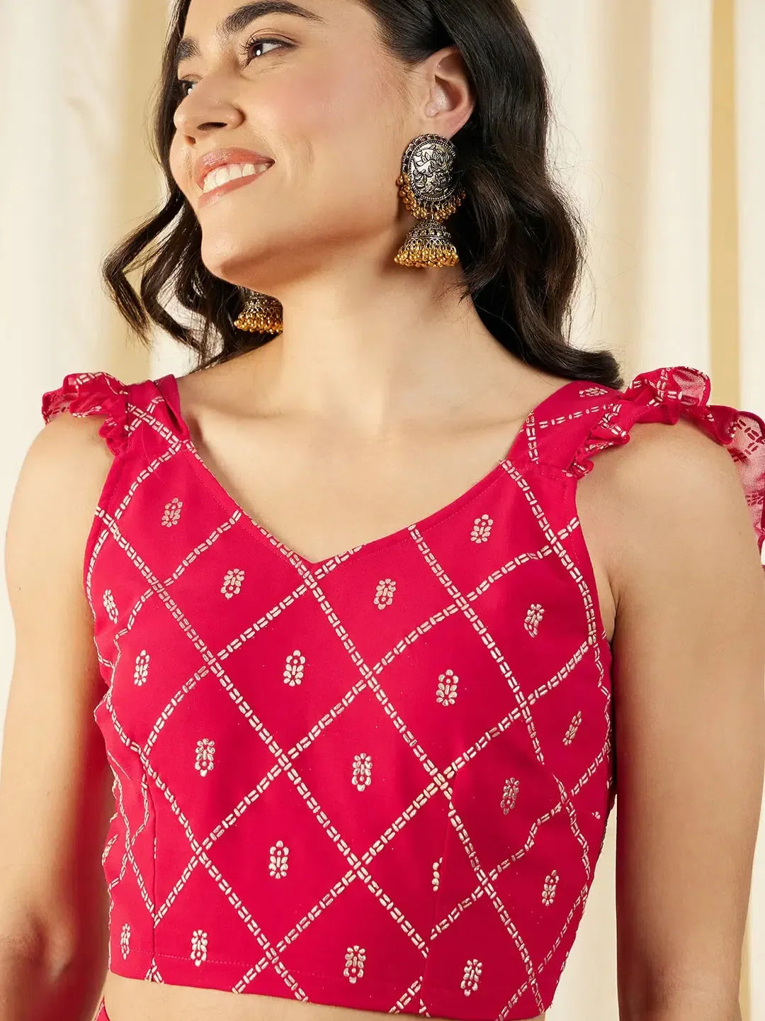 Magenta Lehenga: Crop Top & Flared Skirt Party Wear Outfit