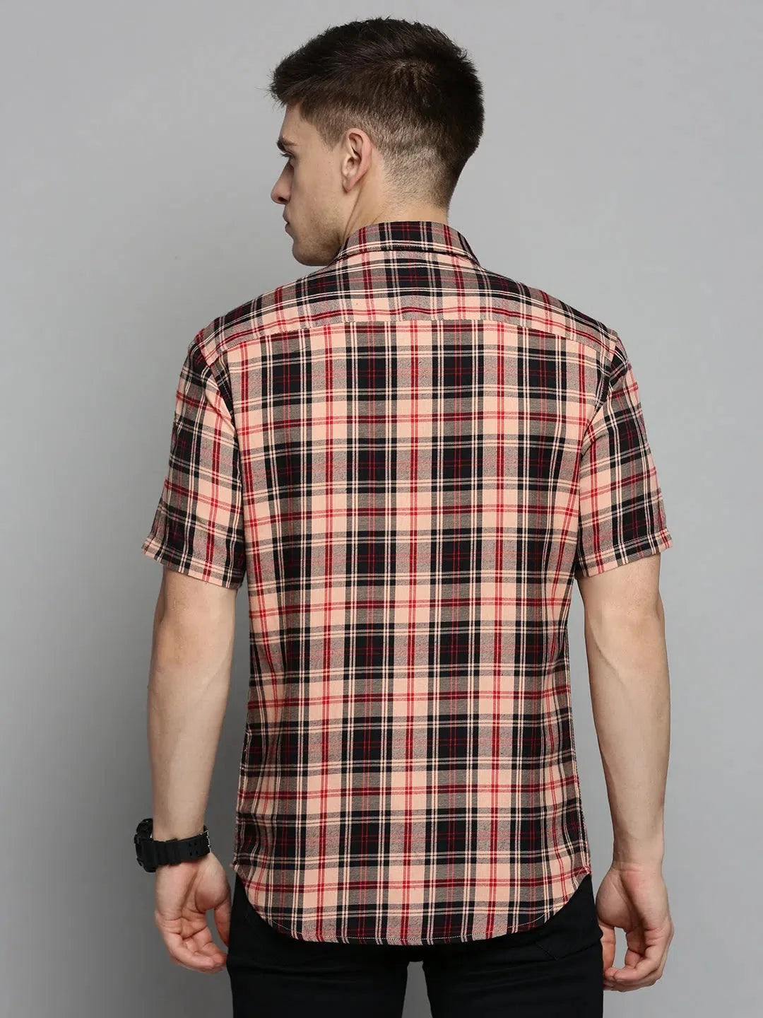 Men's Pink Checkered Cotton Shirt | Casual Mens Shirt