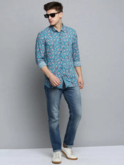 Men Blue Printed Casual Shirt-ZEETAPRINT-1845-Blue