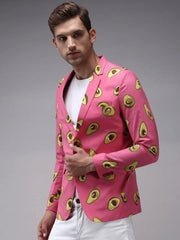 Men Pink Printed Blazer-SOBLZ-277-Pink