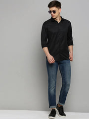 Men Black Solid Formal Shirt-NECKAMPLAIN-3160-Black